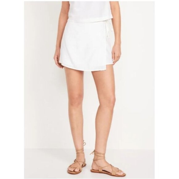 Old Navy Pants - High-Waisted Linen-Blend Wrap-Front Mini Skort Lightweight & Stylish 3X